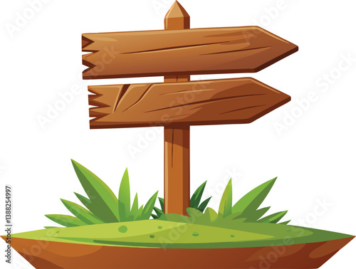 Wooden sign. on white background