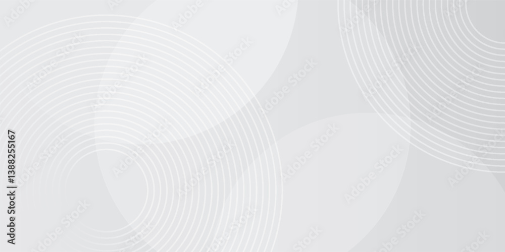 Fototapeta premium White geometric abstract background overlap layer on bright space with lines effect decoration. Modern graphic design element circles style concept for banner