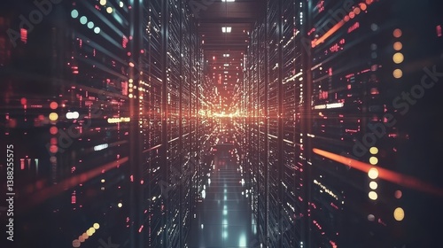 Business owner analyzing supply chain optimizations in futuristic data center environment