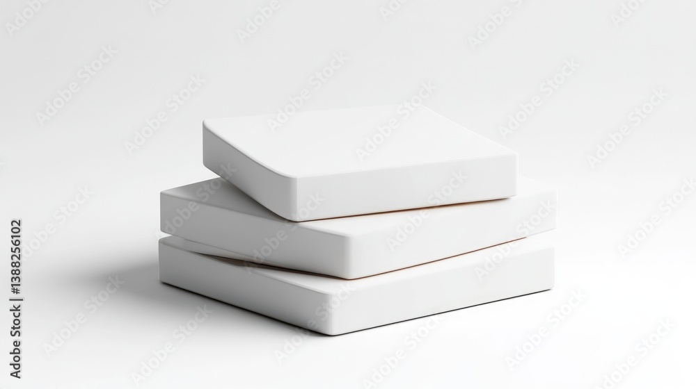 Naklejka premium Stacked white square objects