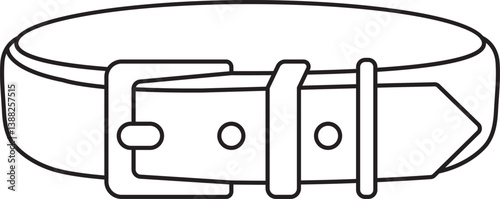 vector illustration of a leather dog collar, simple linear icons, doodle and sketch style, hand-drawn, isolated on a white background