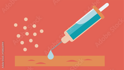 Nano Infusion Process An image depicting a syringe or dropper releasing nano particles into the skin with an emphasis on their ability to trate deeply.