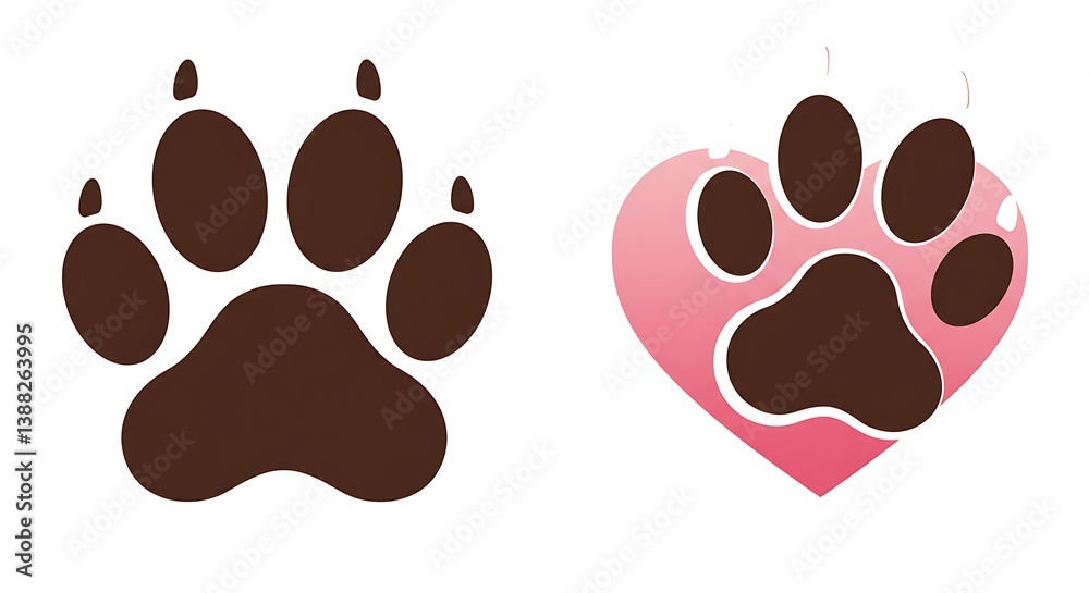 Fototapeta premium Paw Prints: Love & Loyalty, Simple Vector Art AI Generated