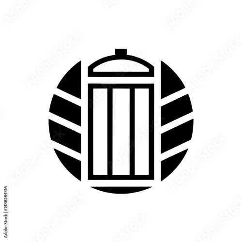 Circular Trash Can Icon with Decorative Frame