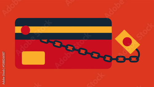 Credit Card with Chains A credit card depicted with chains around it illustrating the feeling of being ped by debt and the need for liberation.