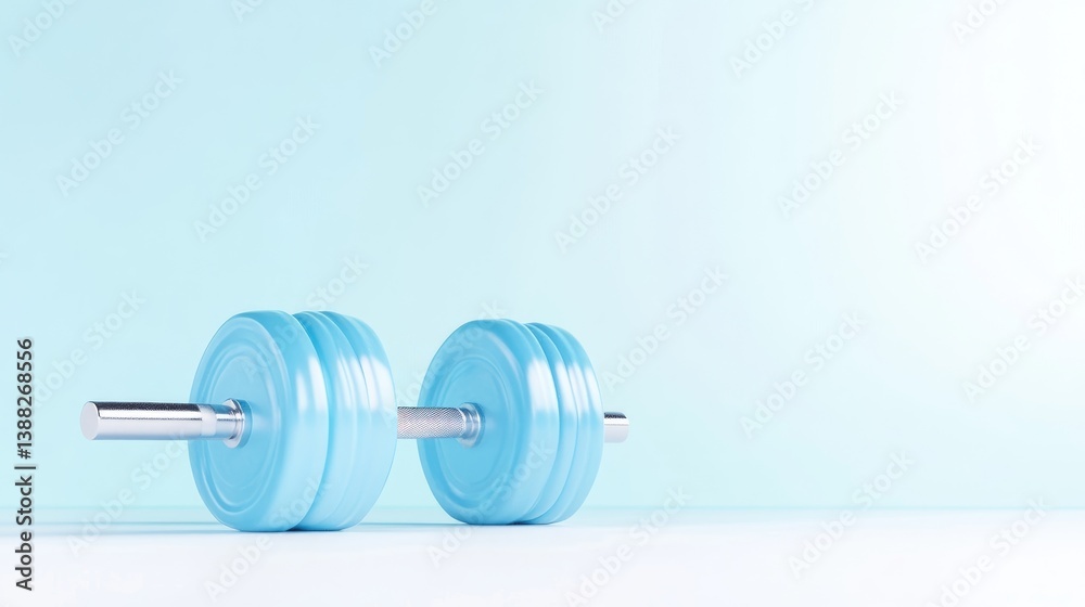 Light Blue Dumbbell Minimalist Studio Style High-Resolution Soft Lighting Horizontal Shot Smooth Surface Fitness Concept Pastel Background Calming Mood Fitness Blog Post Light Blue Dumbbell Minimalist Studio Style High-Resolution Soft Lighting Horizontal Shot Smooth Surface Fitness Concept Pastel Background Calming Mood Fitness Blog Post