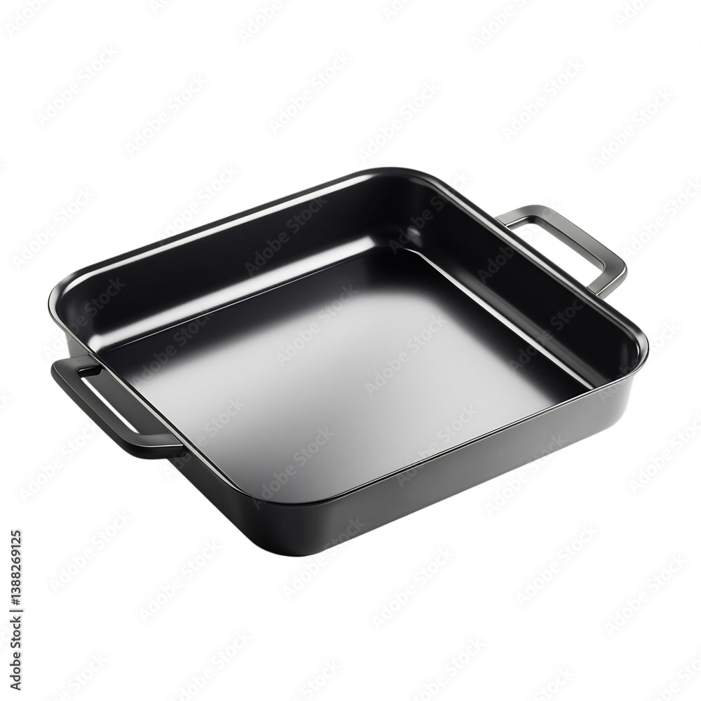 A Stylish Non-Stick Roasting Tray with Polished Smooth Surface Isolated on Transparent Background A Stylish Non-Stick Roasting Tray with Polished Smooth Surface Isolated on Transparent Background