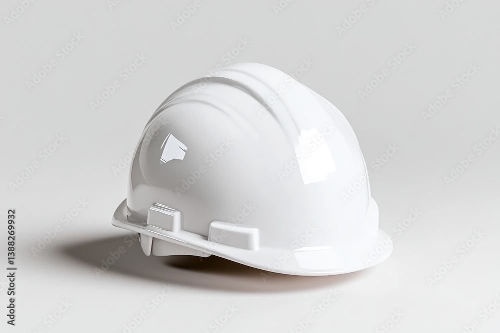 White safety helmet on a light gray background White safety helmet on a light gray background