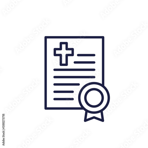 death certificate line icon on white