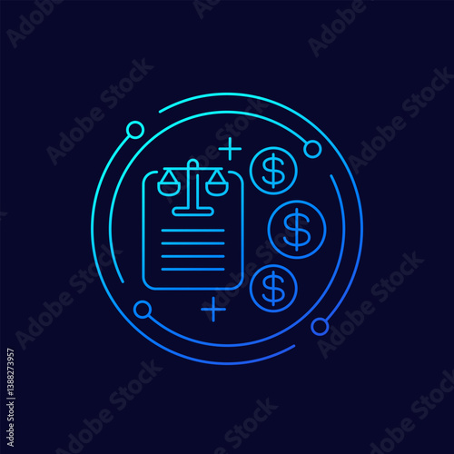 legal costs icon, linear design
