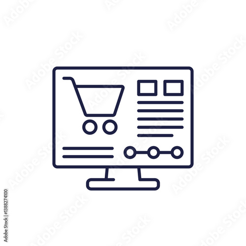 order line icon with shopping cart and computer