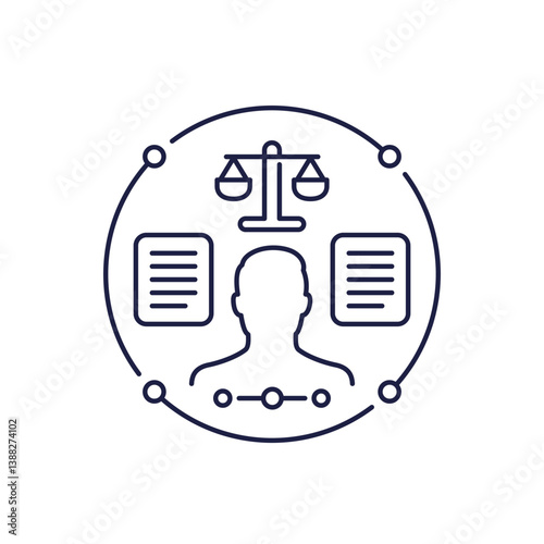 Paralegal, legal help icon in line design