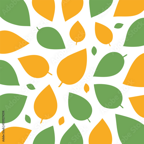 Colorful leaf pattern with green and yellow leaves on white background perfect for nature themes and eco friendly design projects