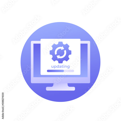 updating software icon with progress bar and computer