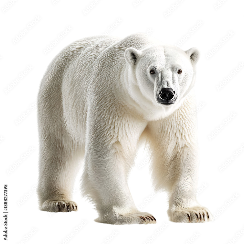 A Majestic Polar Bear Standing on Ice Isolated on Transparent Background