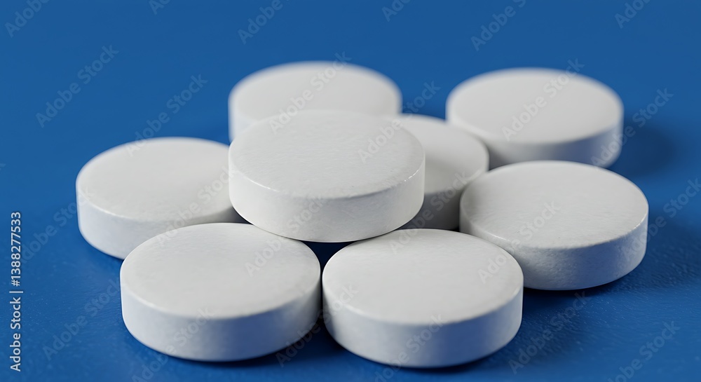 White Pills on Blue: A Close-Up AI Generated White Pills on Blue: A Close-Up AI Generated