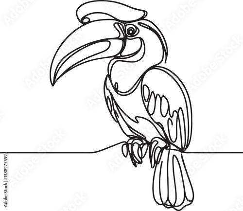 Hornbill Bird Line Art. Stunning Vector Drawing for Designers