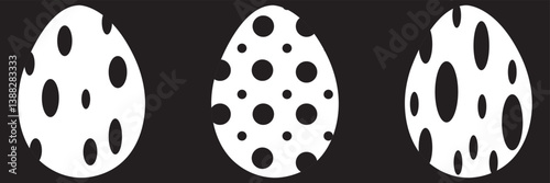 Easter eggs colorful icons collection with different patterns on black background. Vector illustration