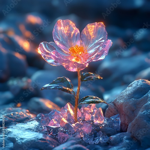 Closeup fantasy flower glows with wonder high resolution photo