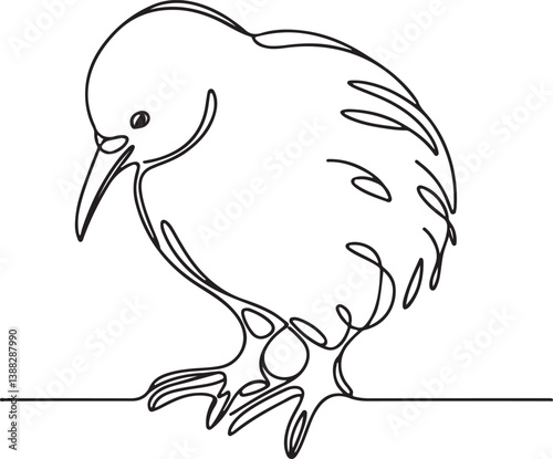 Kiwi Bird Outline Drawing Vector Art