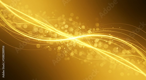Golden Energy: Abstract Lightwave Art AI Generated