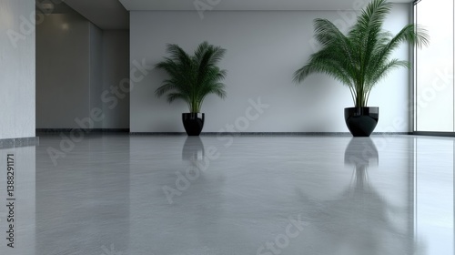 Modern Office Lobby with Polished Concrete Flooring