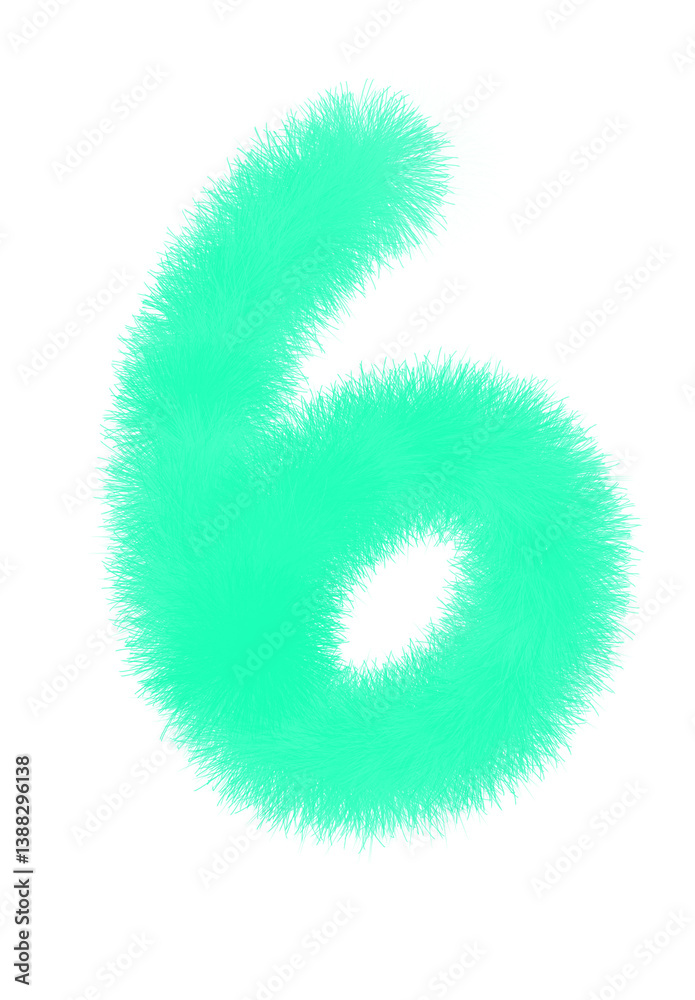 Fototapeta premium 3d number 6 made of yellow fur