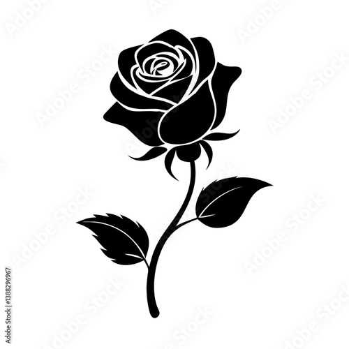 black rose vector illustration Vector icon illustration silhouette Graphics design white background 
