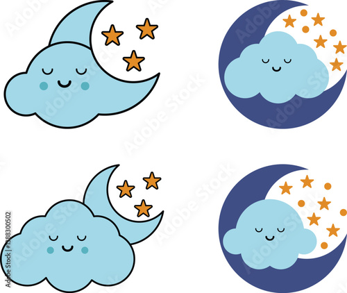 Twinkle Twinkle Little Star Cute Night Sky Vector Illustration.