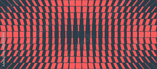 Contemporary Graphical Geometric Pattern Wavy Transition Effect Vector Red and Black Abstraction. Dynamic Warp Particles Transformation Digital Art Illustration. Visually Striking Conceptual Wallpaper