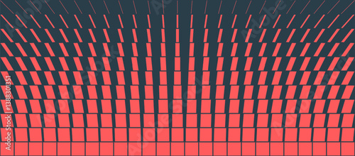 Ultra Modern Symmetrical Geometry Transition Effect Vector Red Black Abstract Background. Dynamic Transformation of Particles Pattern Digital Art Graphic Illustration. Visually Striking Wallpaper