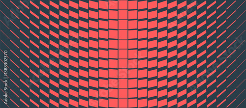 Warped Symmetry Geometric Pattern Vector Digital Art Red Black Abstract Background. Dynamic Rhythm Geometry Conceptual Graphical Transition Effect for Digital Design, Sci-Fi Themes, Creative projects