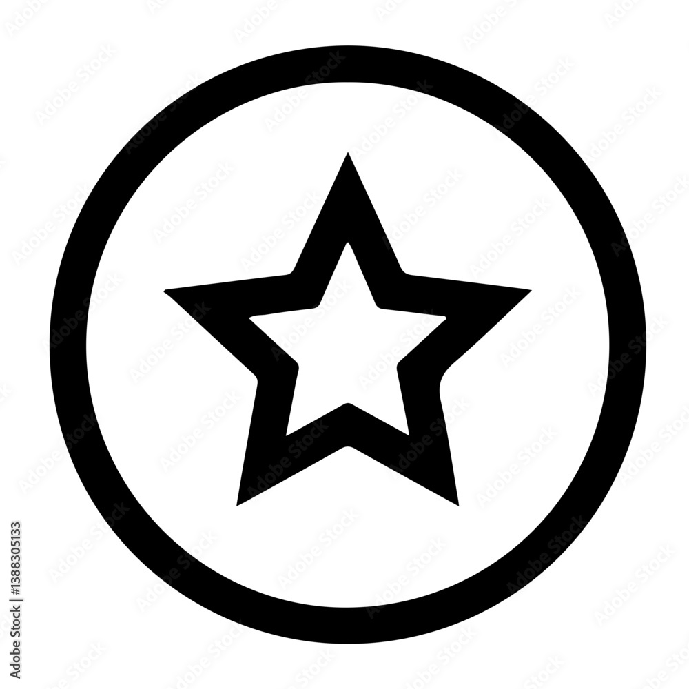 Minimalist icon of star inside circle representing rating review favorite or featured content symbol Minimalist icon of star inside circle representing rating review favorite or featured content symbol