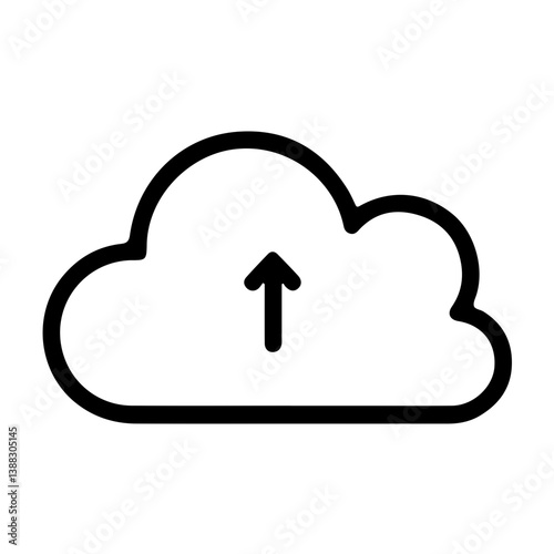 Minimalist icon of cloud with upward arrow symbolizing cloud upload file transfer and online storage