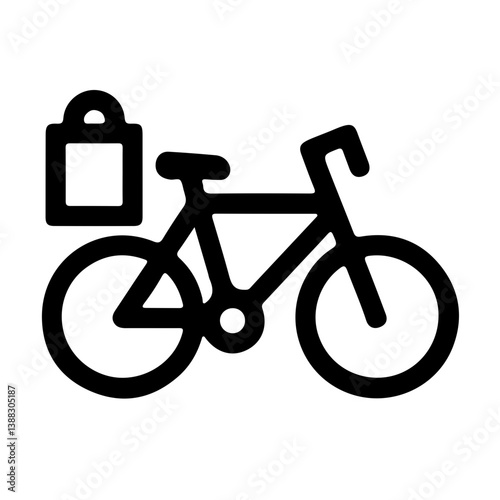 Minimalist icon of bicycle with shopping bags symbolizing eco-friendly delivery service sustainable logistics and urban retail