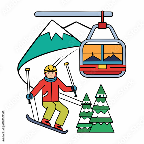 skiing in the mountains