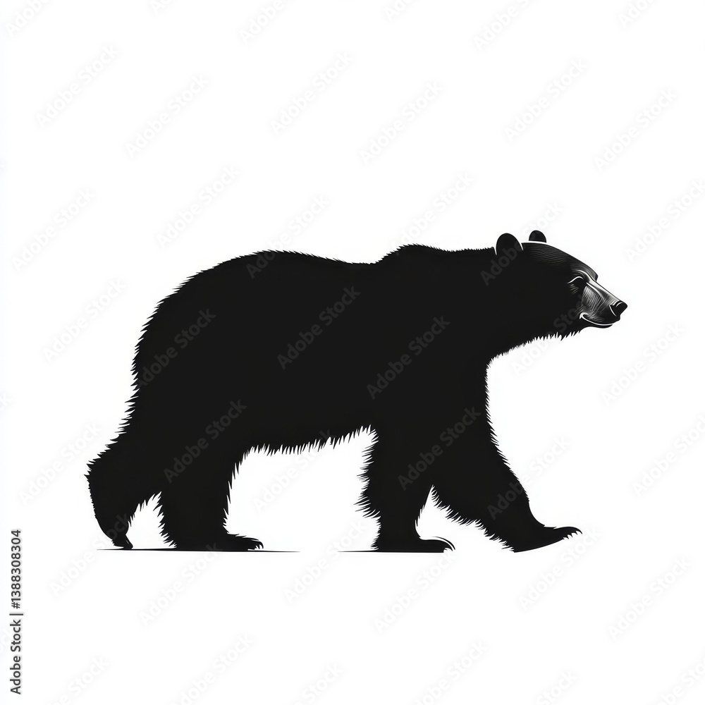 Fototapeta premium Polar Bear Silhouette, Isolated Illustration on a White Background