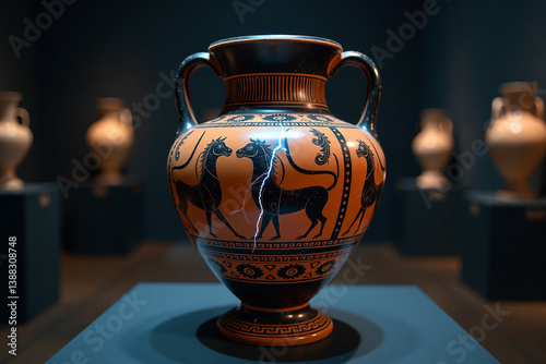 Ancient Greek Amphora with Lightning Crack photo
