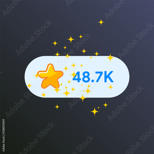 Messenger reaction template. Telegram premium Star with like counter. Social media follower Interaction number. Verified badge. Blog post likes. Vector illustration. 
