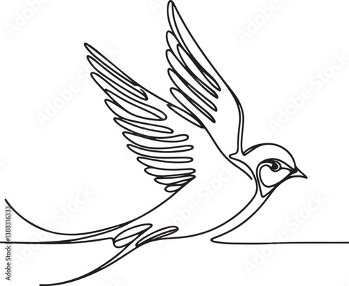 Swallow Bird Vector Art - Hand-Drawn Line Art