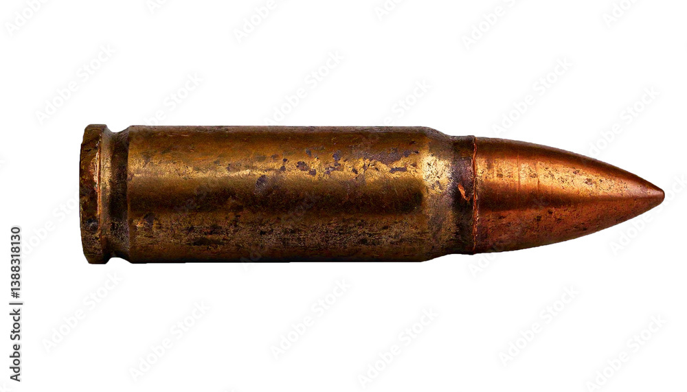 rusty corroded old bullet isolated on white background. cutout, no shadow rusty corroded old bullet isolated on white background. cutout, no shadow