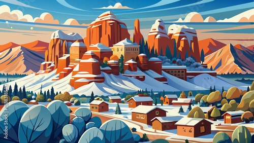 Sedona Arizona with a few dusting of winter snow.