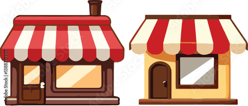 shop window with red and white background