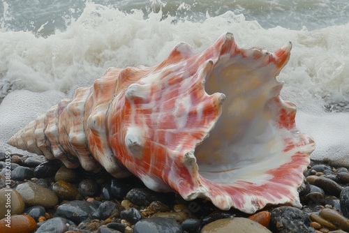 A dog whelk on a rocky shore, captured in a natural and detailed coastal scene