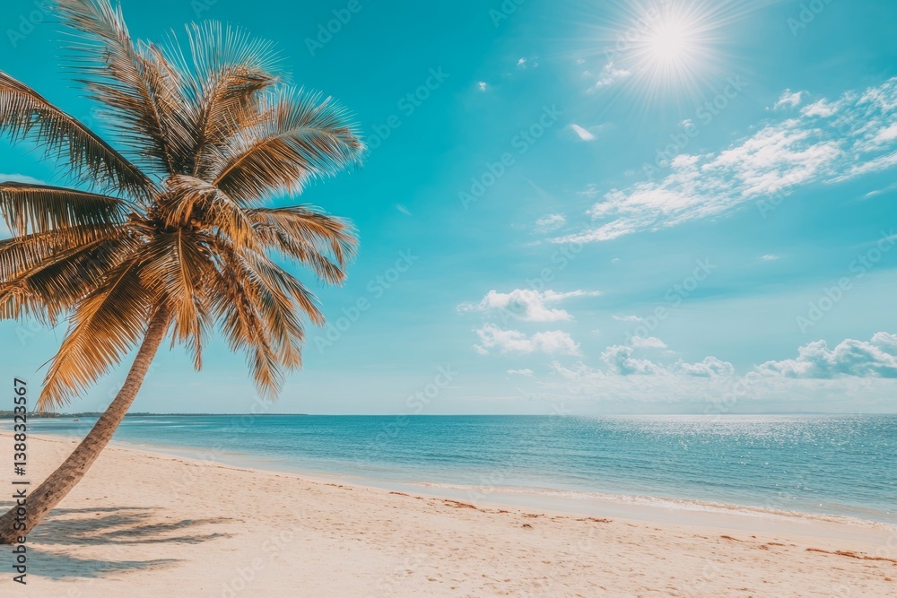 Obraz premium In Lautoka, Fiji, a scenic beach scene showcases palm trees and turquoise waters