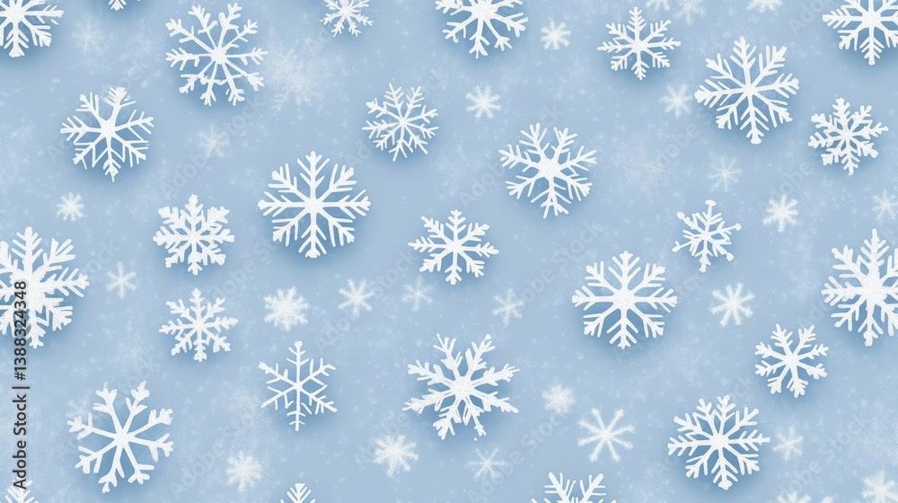Snowflake Pattern on Light Blue Background, Winter , Snowfall Snowflake Pattern on Light Blue Background, Winter , Snowfall