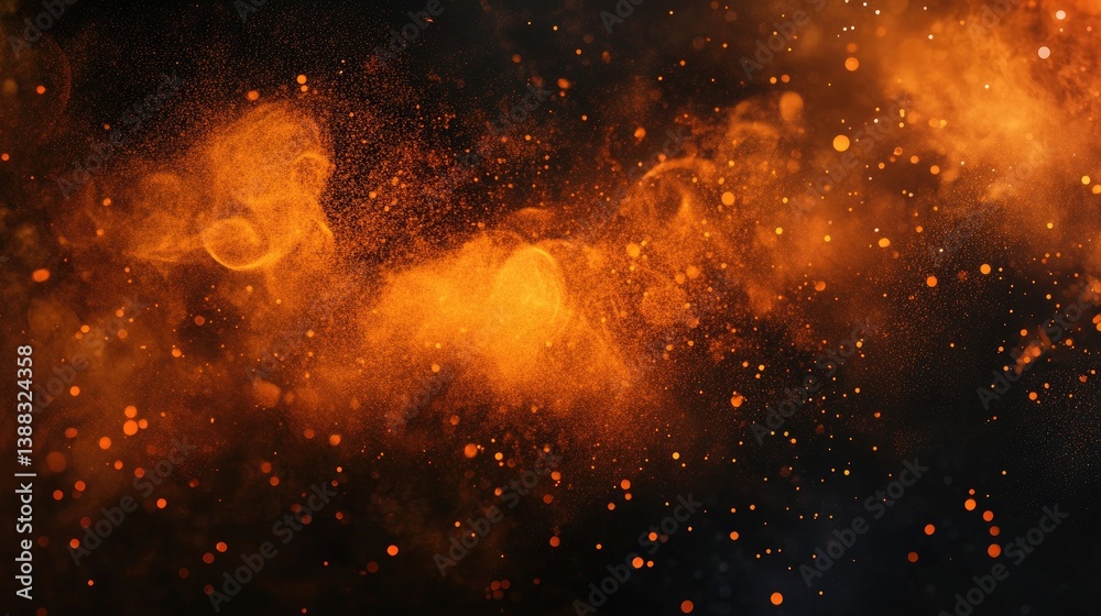 Naklejka premium Mystical Orange Nebula with Fiery Particles and Ethereal Light, Capturing the Beauty of Cosmic Phenomena