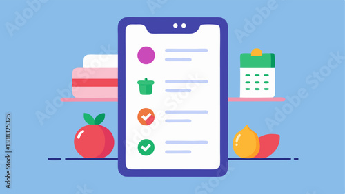 Personalized Grocery Shopping A grocery app interface showing a users custom shopping list populated with items based on their dietary preferences and past purchases.