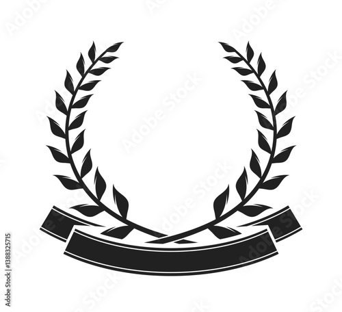 Heraldic laurel wreath trophy label