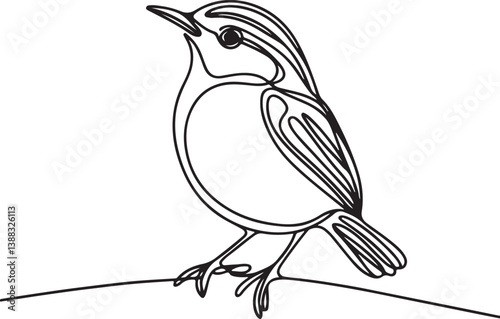 Wren Bird Line Drawing in Vector Art